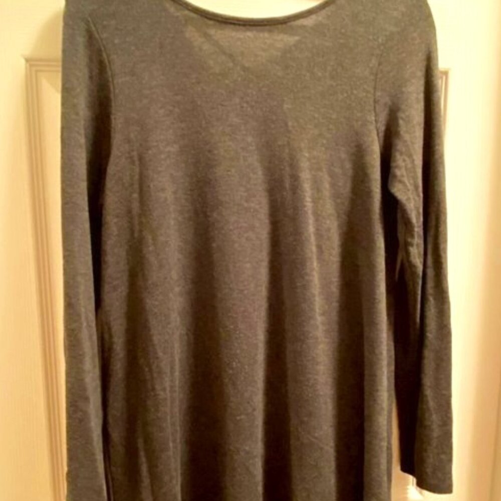 Grey T-Shirt Dress with Cross Straps in Back and Long Sleeves from Francesca's